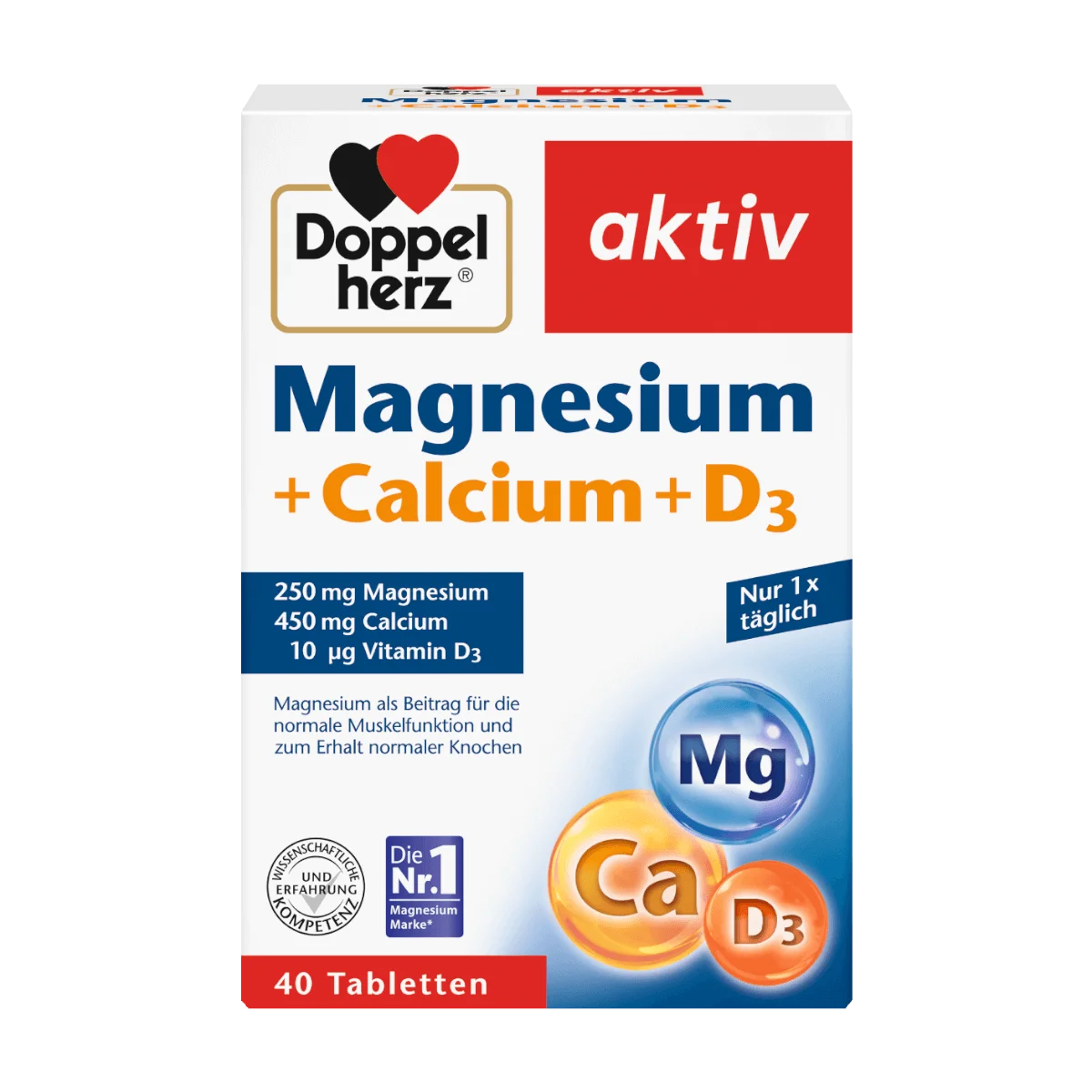 Doppelherz Magnesium + Calcium + D3 Tabletten, 40 Stk