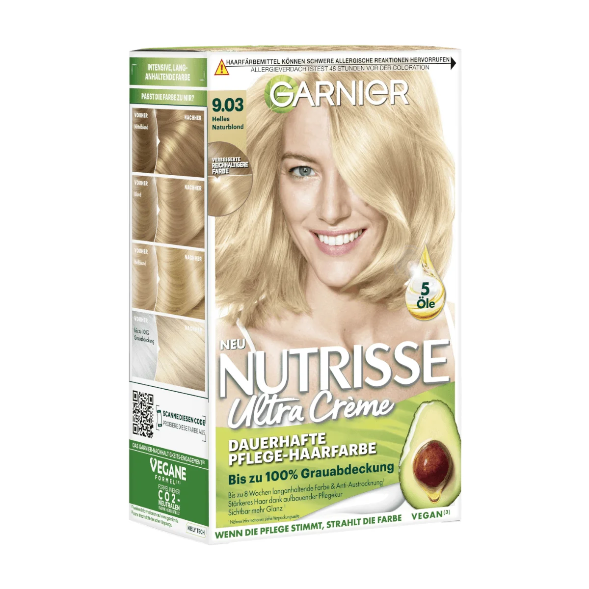 Garnier Nutrisse Ultra Creme Haarfarbe 9.03 Helles Naturblond, 1 Stk