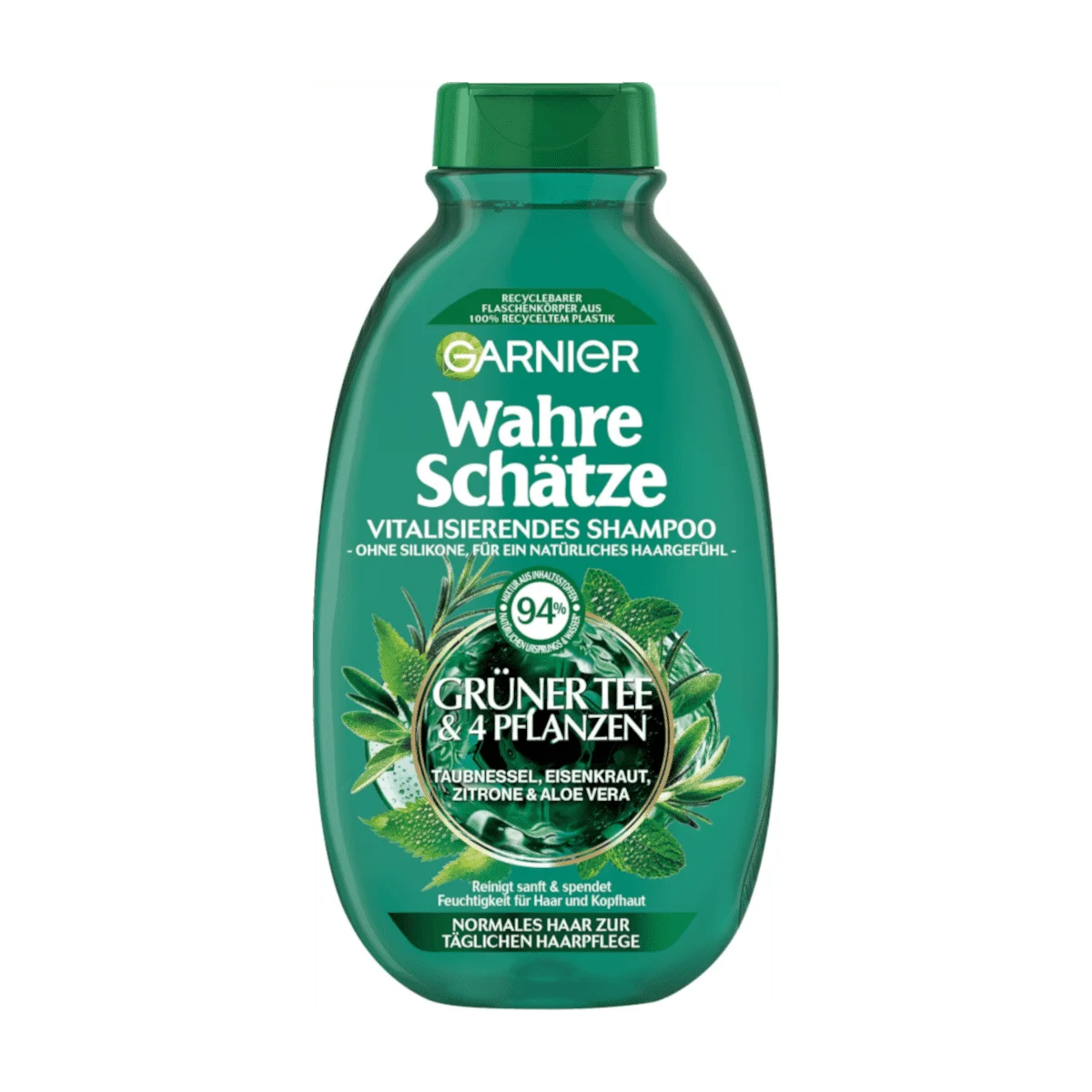 Garnier Wahre Schätze Vitalisierendes Shampoo Grüner Tee & 4 Pflanzen, 250 ml