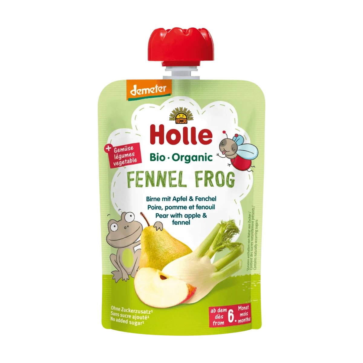 Holle baby food Quetschie Fennel Frog, Birne, Apfel & Fenchel ab 6 Monaten, 100 g