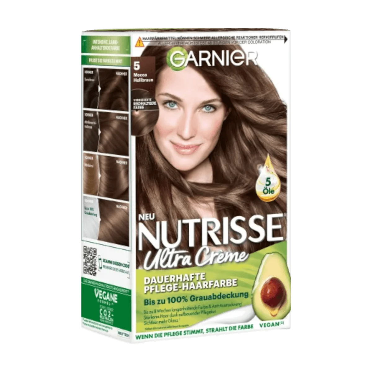Garnier Nutrisse Ultra Creme Haarfarbe 5 Mocca Hellbraun, 1 Stk