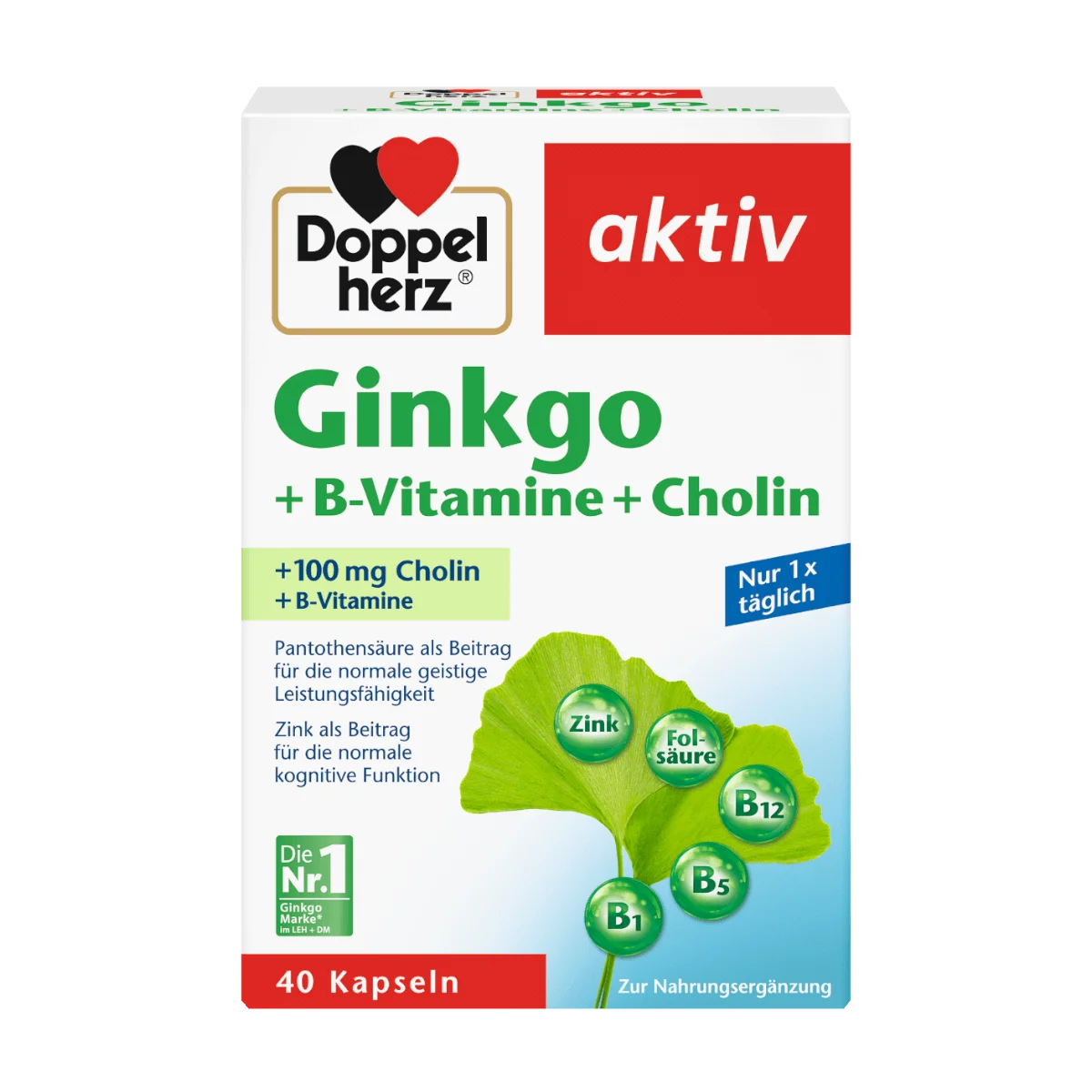 Doppelherz Ginkgo + B-Vitamine + Cholin, 40 Kps