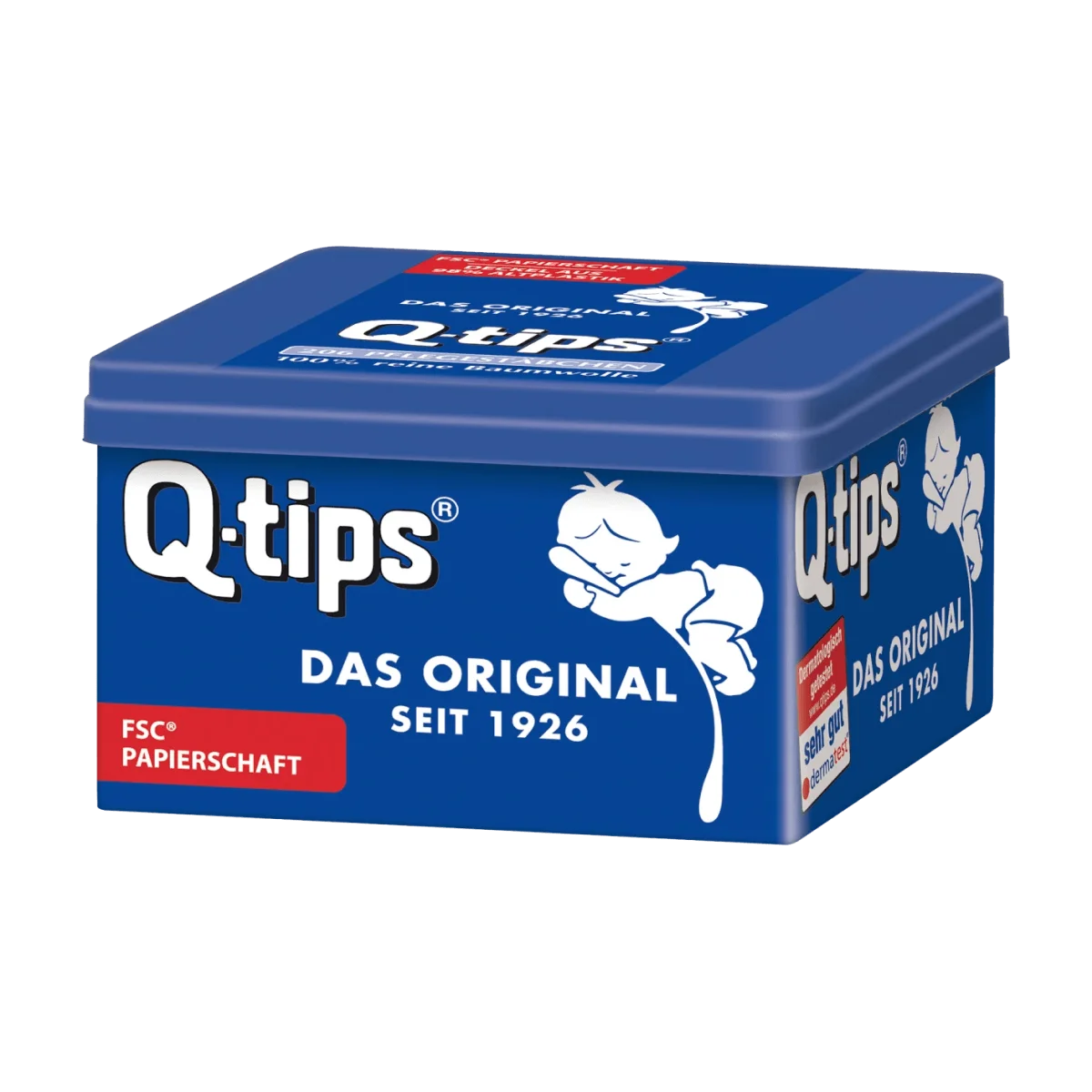 Q-tips Wattestäbchen Box, 206 Stk