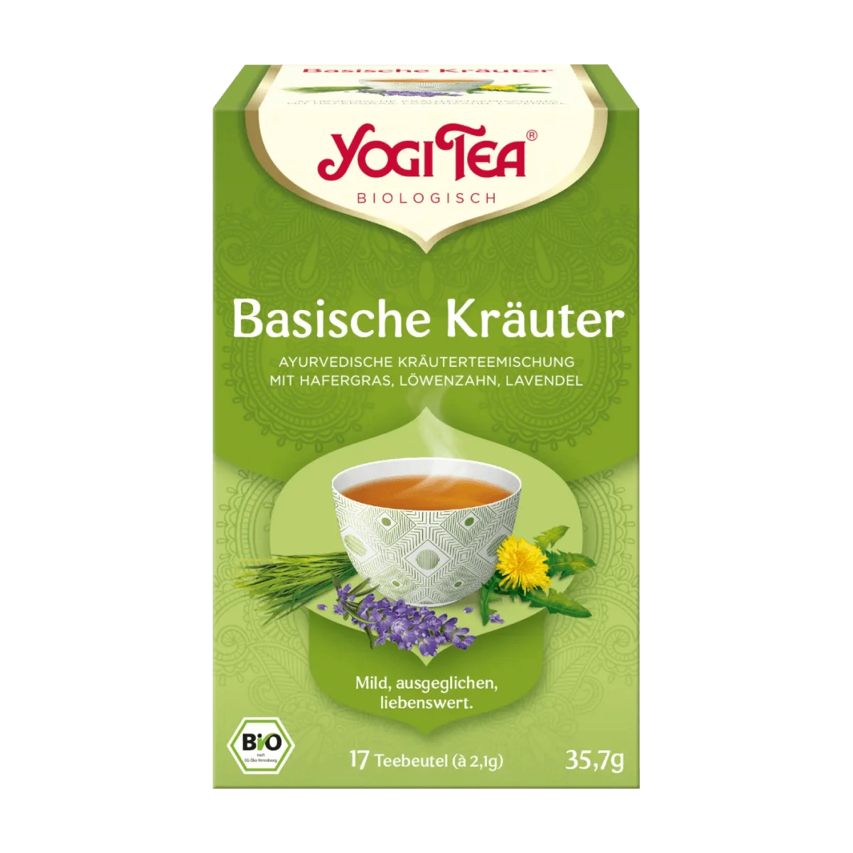 YOGI TEA Kräutertee "Basische Kräuter" mit Hafergras, Löwenzahn, Lavendel (17 Beutel), 35.7 g