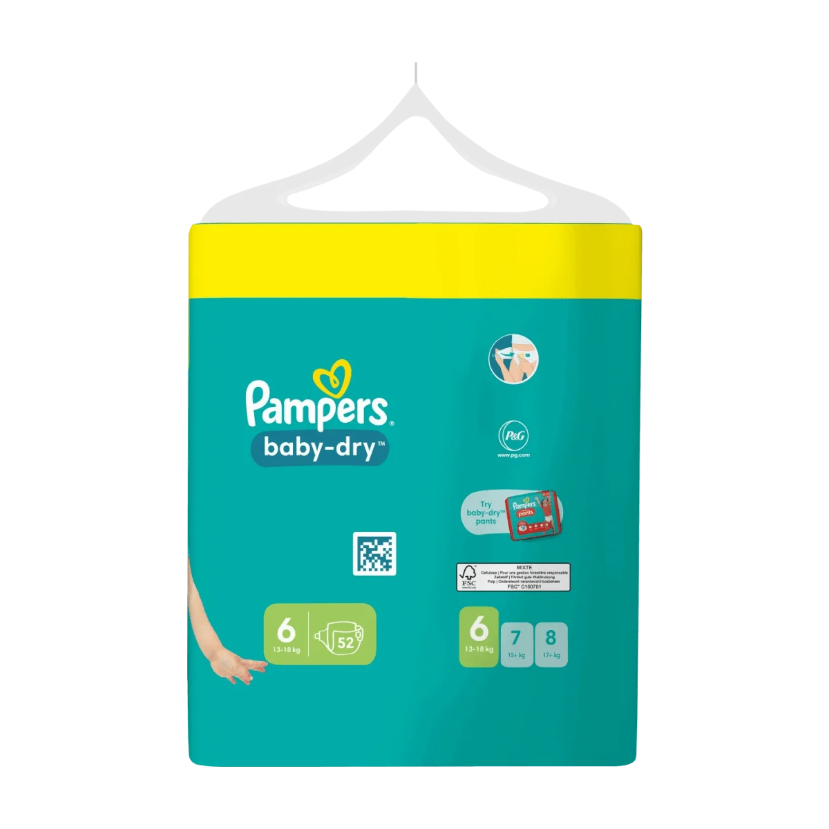 Pampers Baby Dry Big Pack Größe 6 XL 13-18kg, 52 Stk