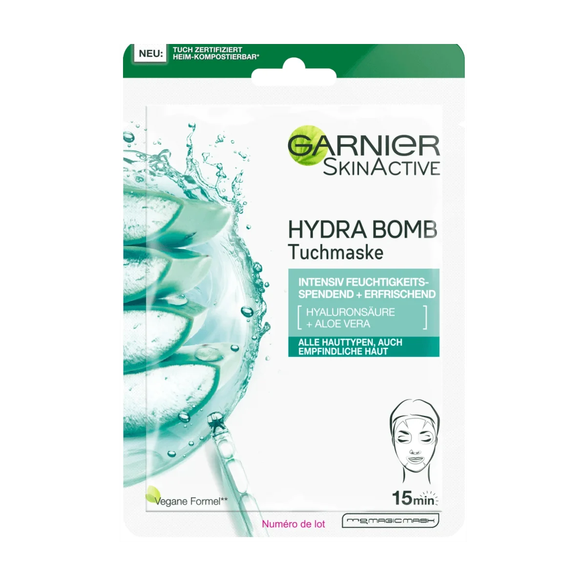 Garnier SkinActive Hydra Bomb Tuchmaske Intensiv Feuchtigkeitsspendend + Erfrischend, 1 Stk