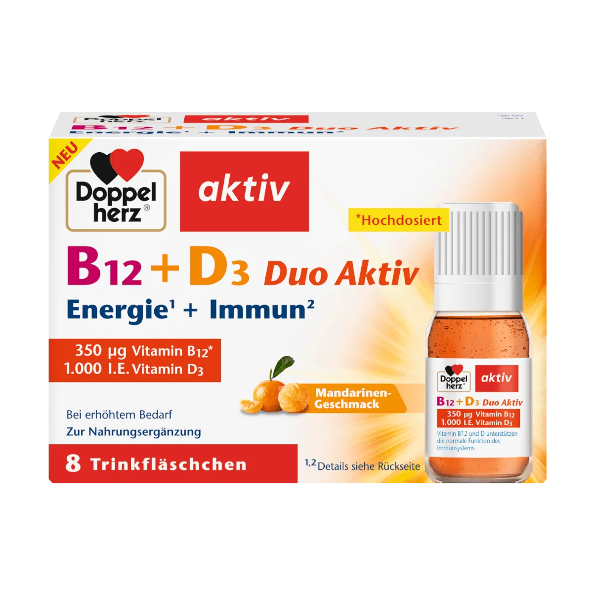 Doppelherz B12 + D3 Duo Aktiv Energie + Immun, 8 Amp